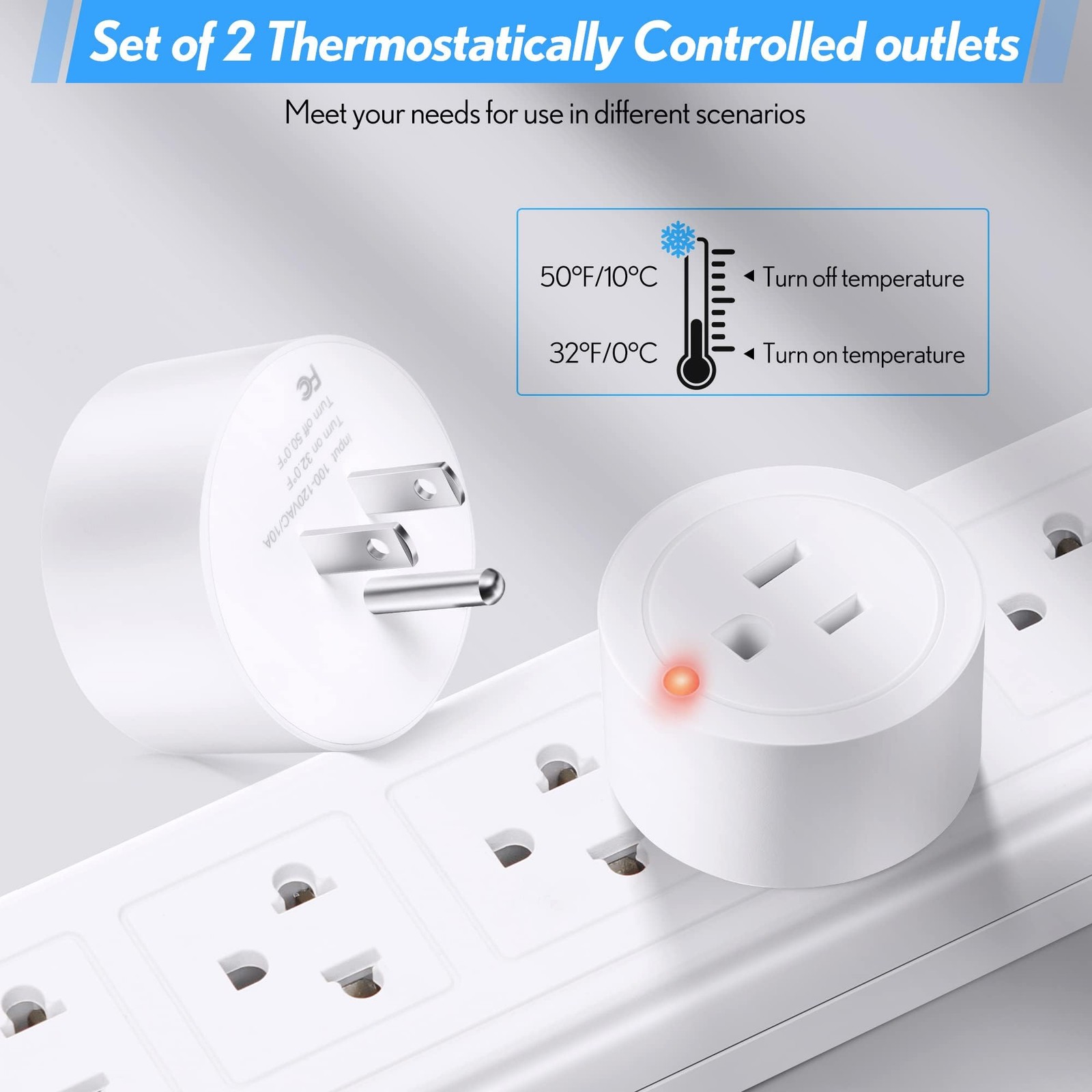 2 Pieces Thermostatically Controlled Outlet, On at 32°F/Off 50 °F White