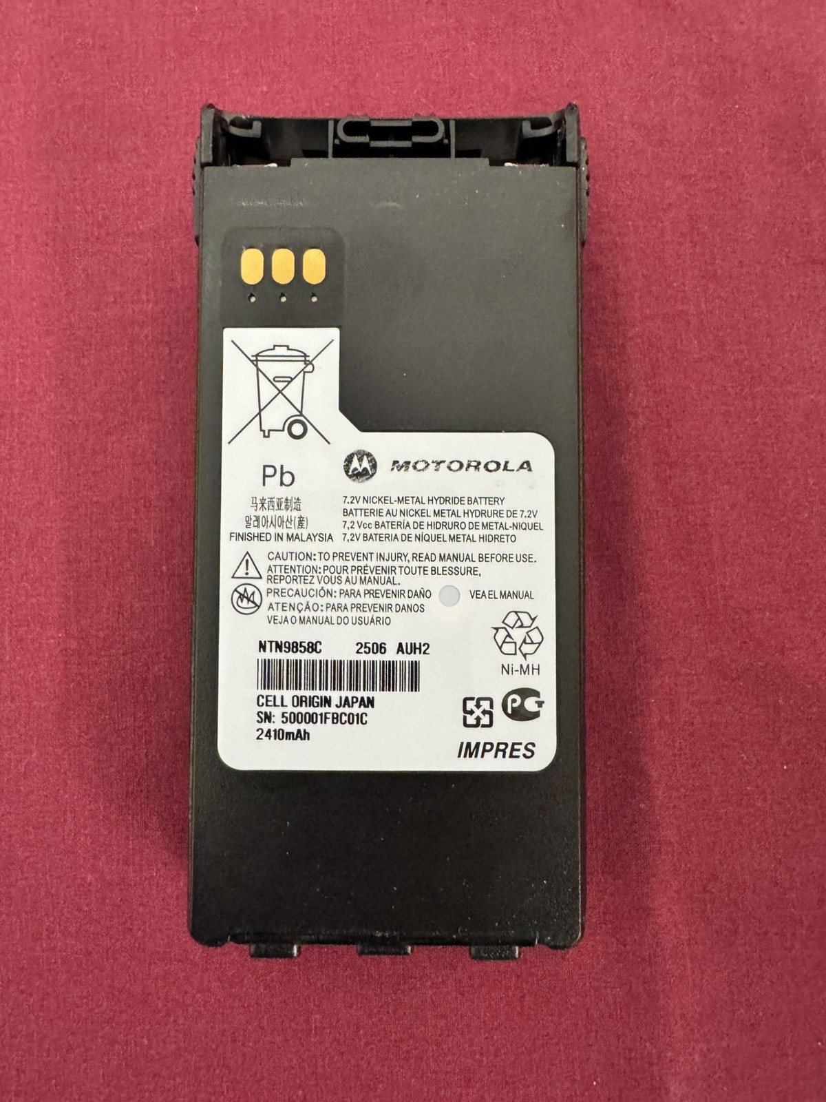 NEW OEM NTN9858 2023 DATE CODE MOTOROLA 2,100mAh IMPRES BATTERY XTS1500 XTS2500