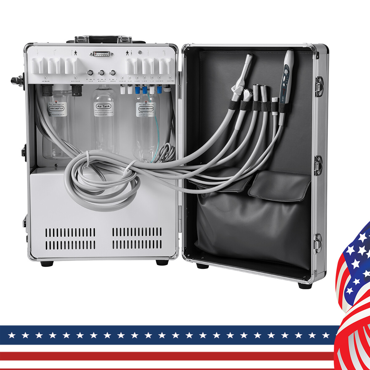 Portable Dental Delivery Unit Air Compressor Strong Suction/Handpiece Kit 4 Hole