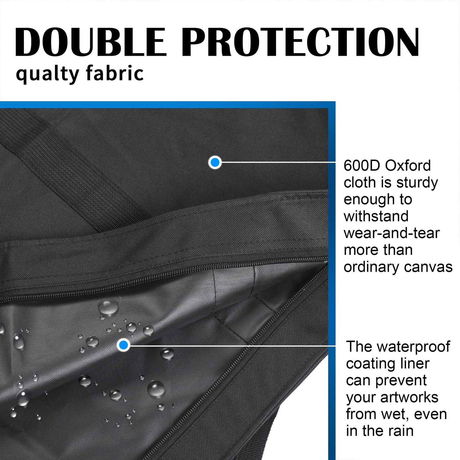 JJRING Dacron Light Weight Art Portfolio Bag, 24» x 32» for 23» x 31», Bl…