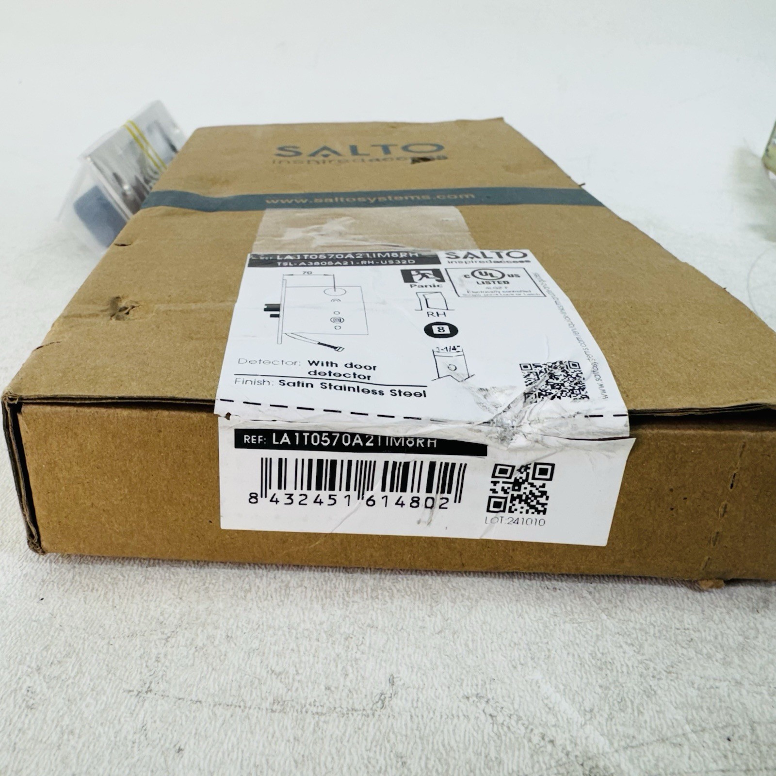 Salto LA1T0570A21IM8RH Mortise W/ Door Detector Right Hand Satin Stainless Steel