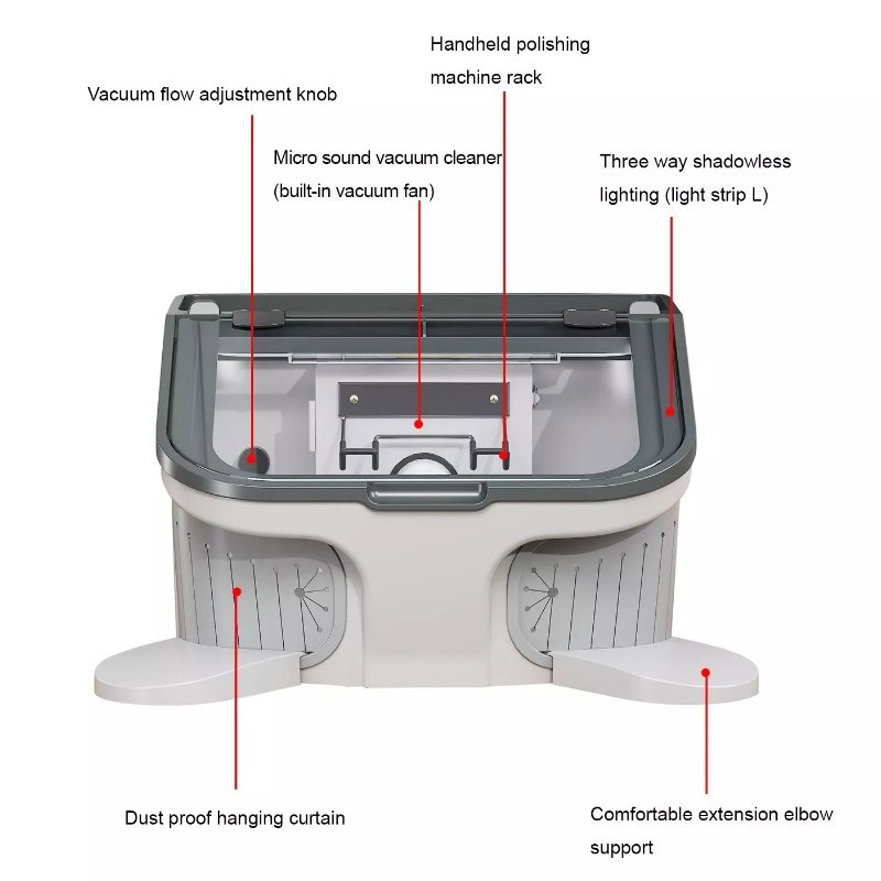 Dental Polishing Grinding Box Built-in Dental Dust Vacuum Collector