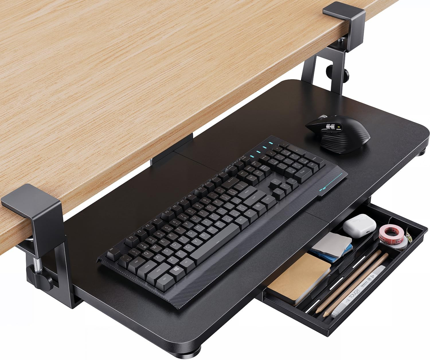 Large under Desk Keyboard Tray with Sturdy C-Clamp Mount, 26 (30.16″ Including C