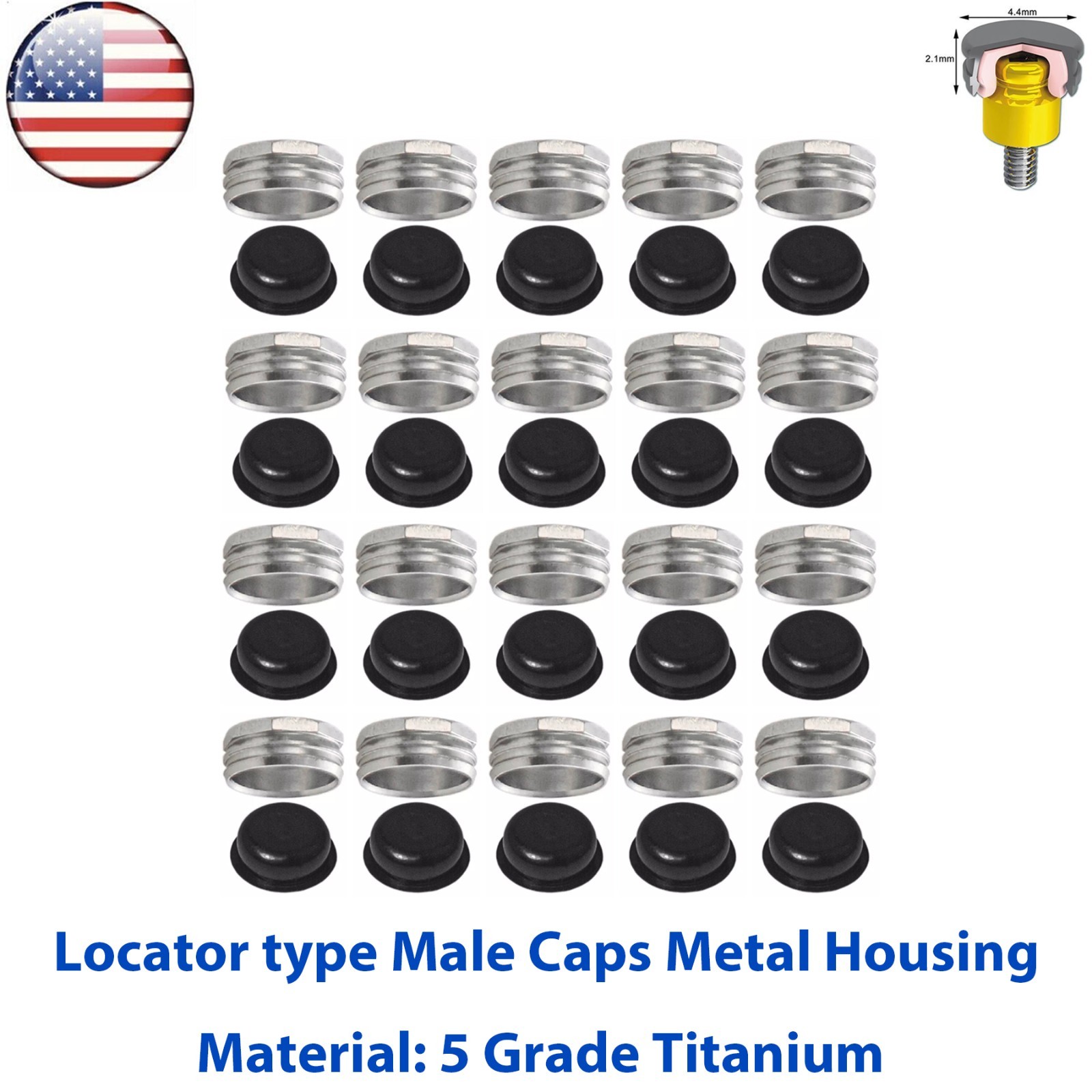 US 20Pcs Dental Overdenture Locator Retention Cap Inserts For Implant Abutment