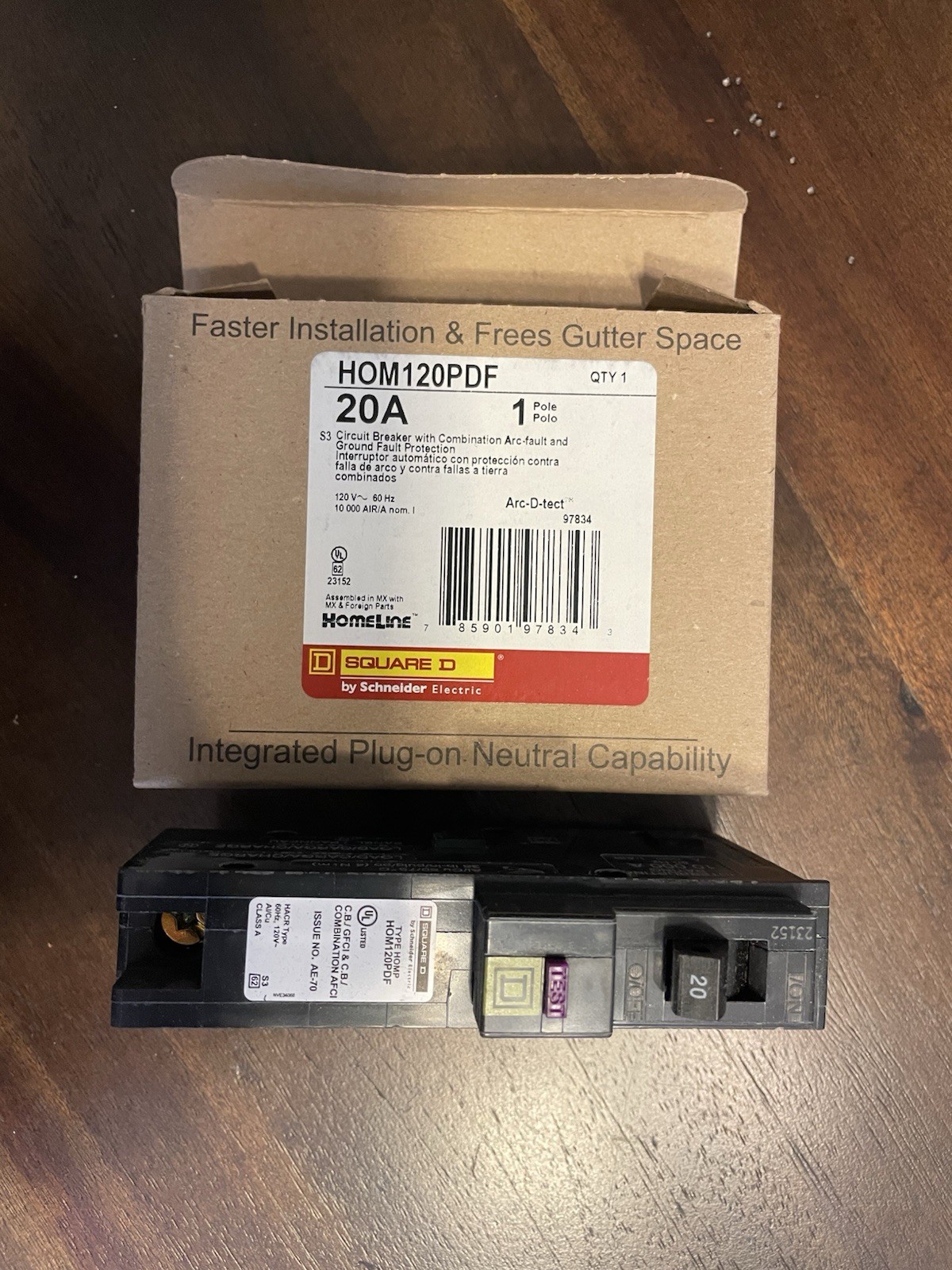 Square D HOM120PDF 120V 20A Single-Pole Circuit Breaker, Free Shipping!