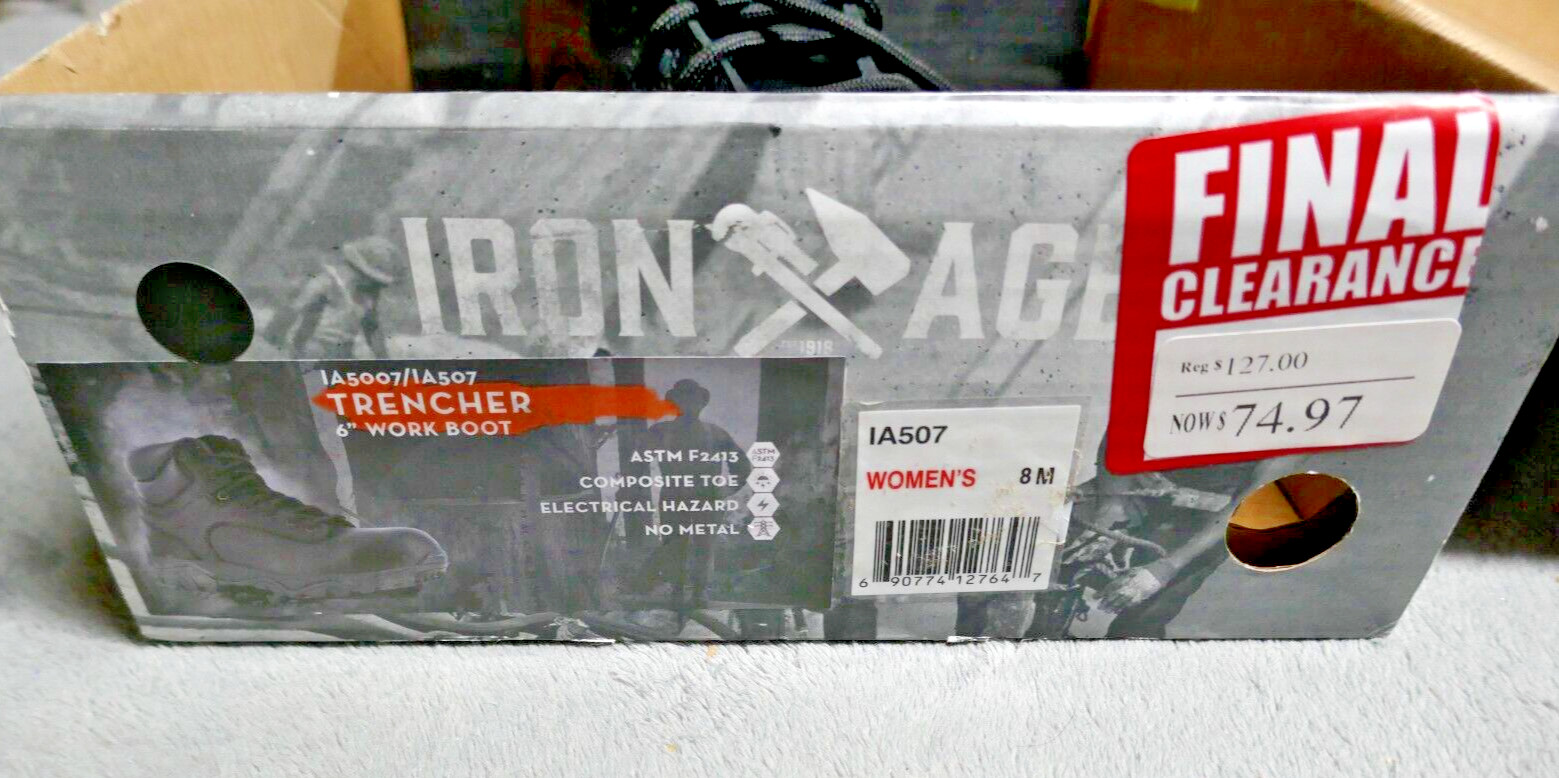 Iron Age Women’s IA507, 6″ Trencher Fire and Safety Boot, Blk Sz8 Women’s
