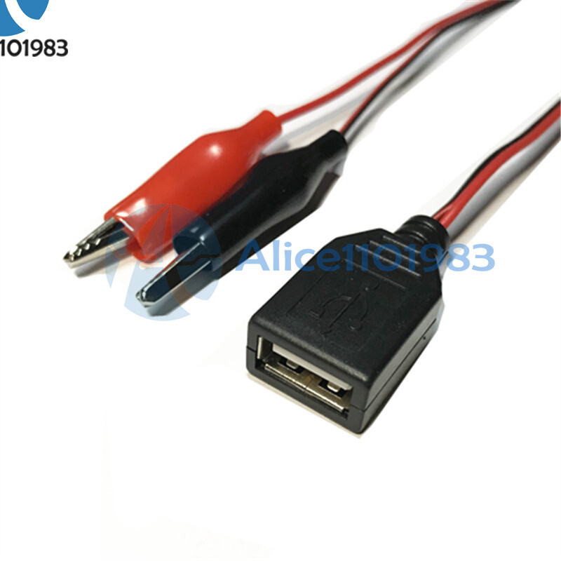 Alligator Test Clip Clamp to USB Female/Male Connector Adapter Cable Cord
