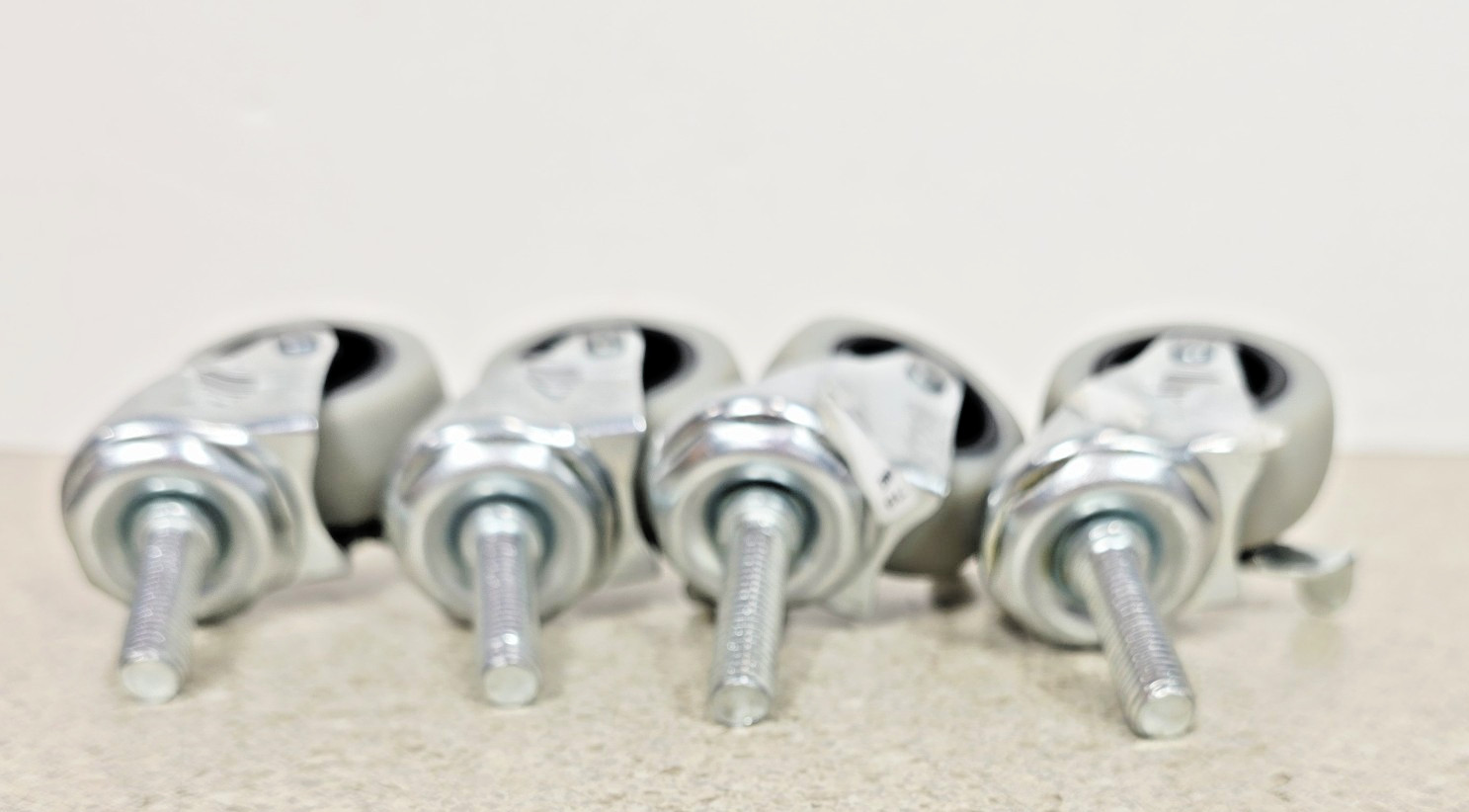 4PK 2 in. Gray Rubber Like TPR Steel Swivel Threaded Stem Caster Locking Brake