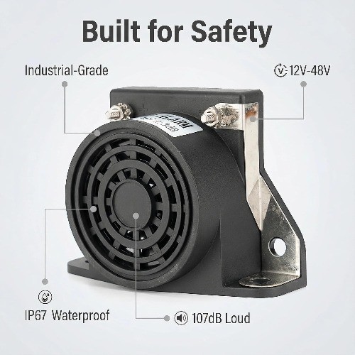 Backup Alarm for Truck 12V-48V DC Waterproof Heavy D Size: 1-Pack Square alarm