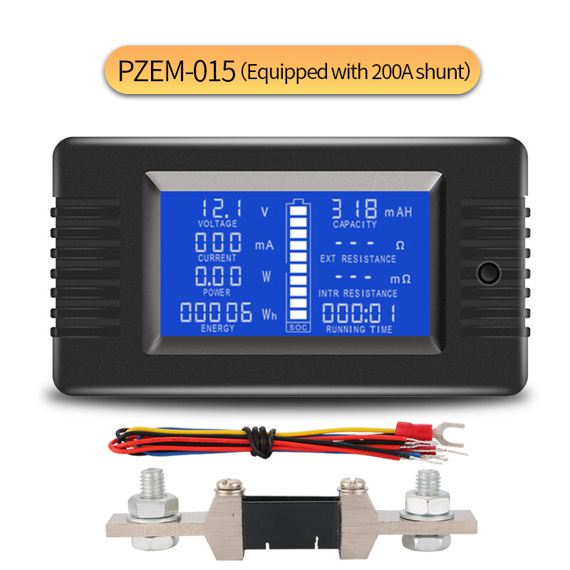 DC 0~200V 0~300A 9 in1 Power Panel Meter Voltage Capacity Impedance Energy SOC