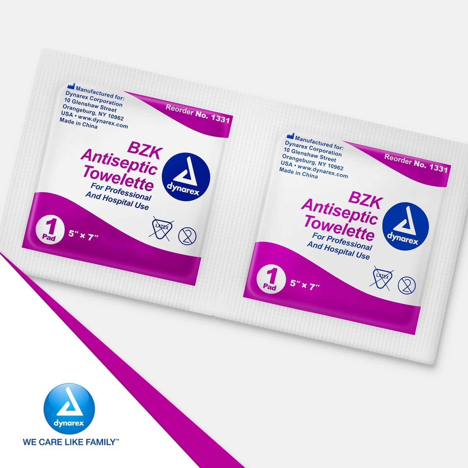 Dynarex BZK Antiseptic Towelettes – 5″x7″ – With Benzalkonium Chloride Formul…