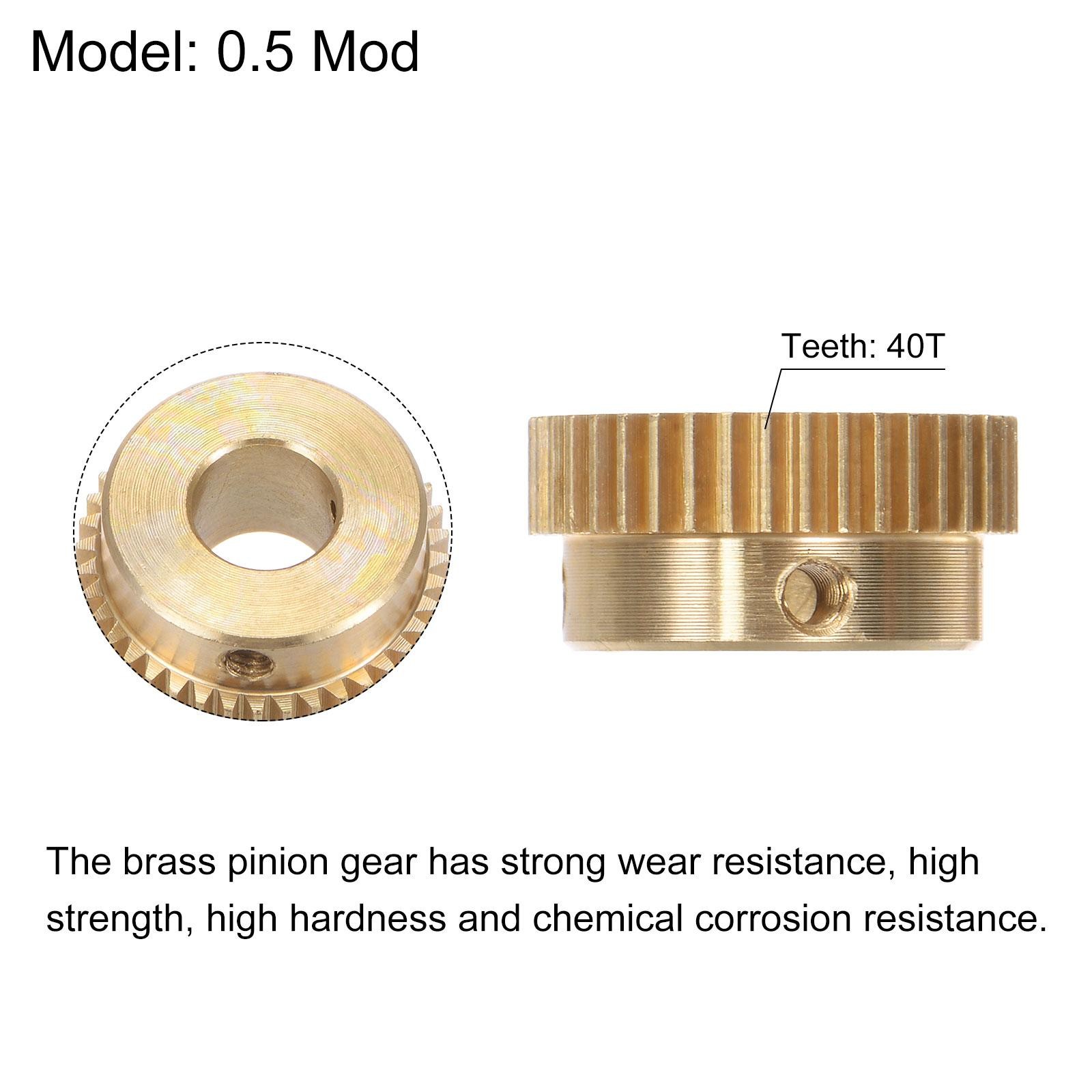 0.5 Mod 40T 8mm Bore 21mm Outer Dia Brass Motor Rack Pinion Gear with Screws