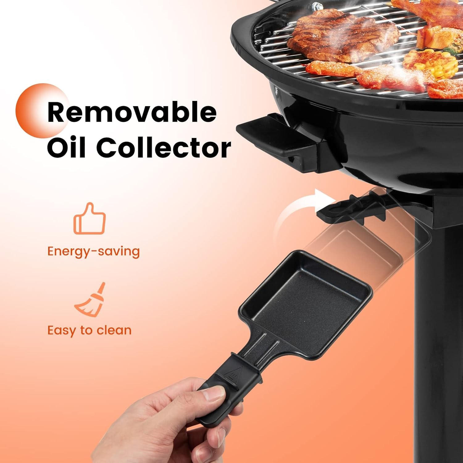 Outdoor Electric Grill 1600W,Stand BBQ Grill w/Warming Rack for 15-Serving,Adjus