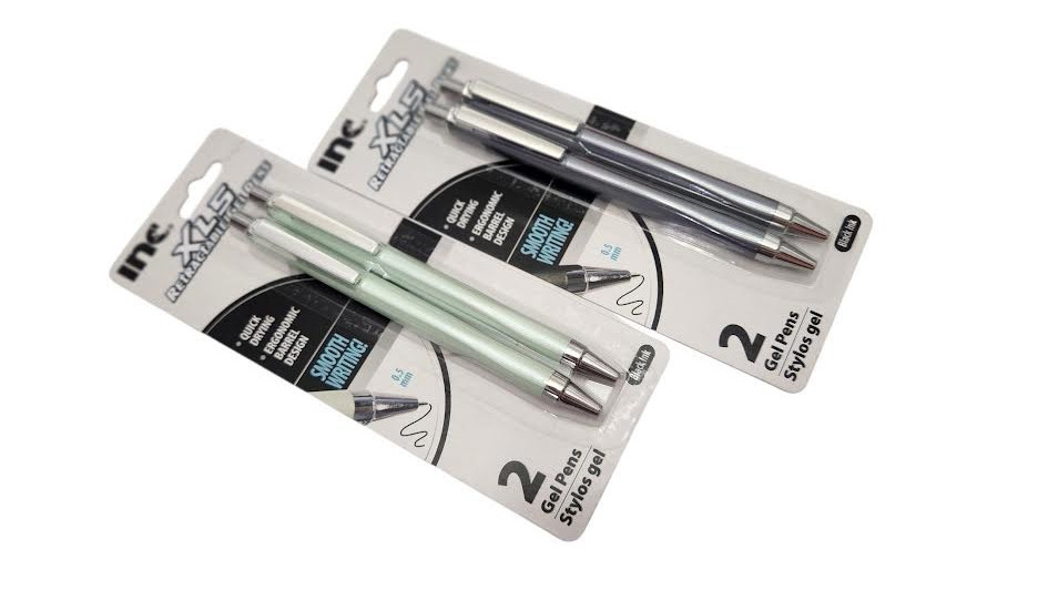 2 Packs 4 Pens INC® XL5 Retractable Gel Pens 0.5mm Black Ink Quick Drying