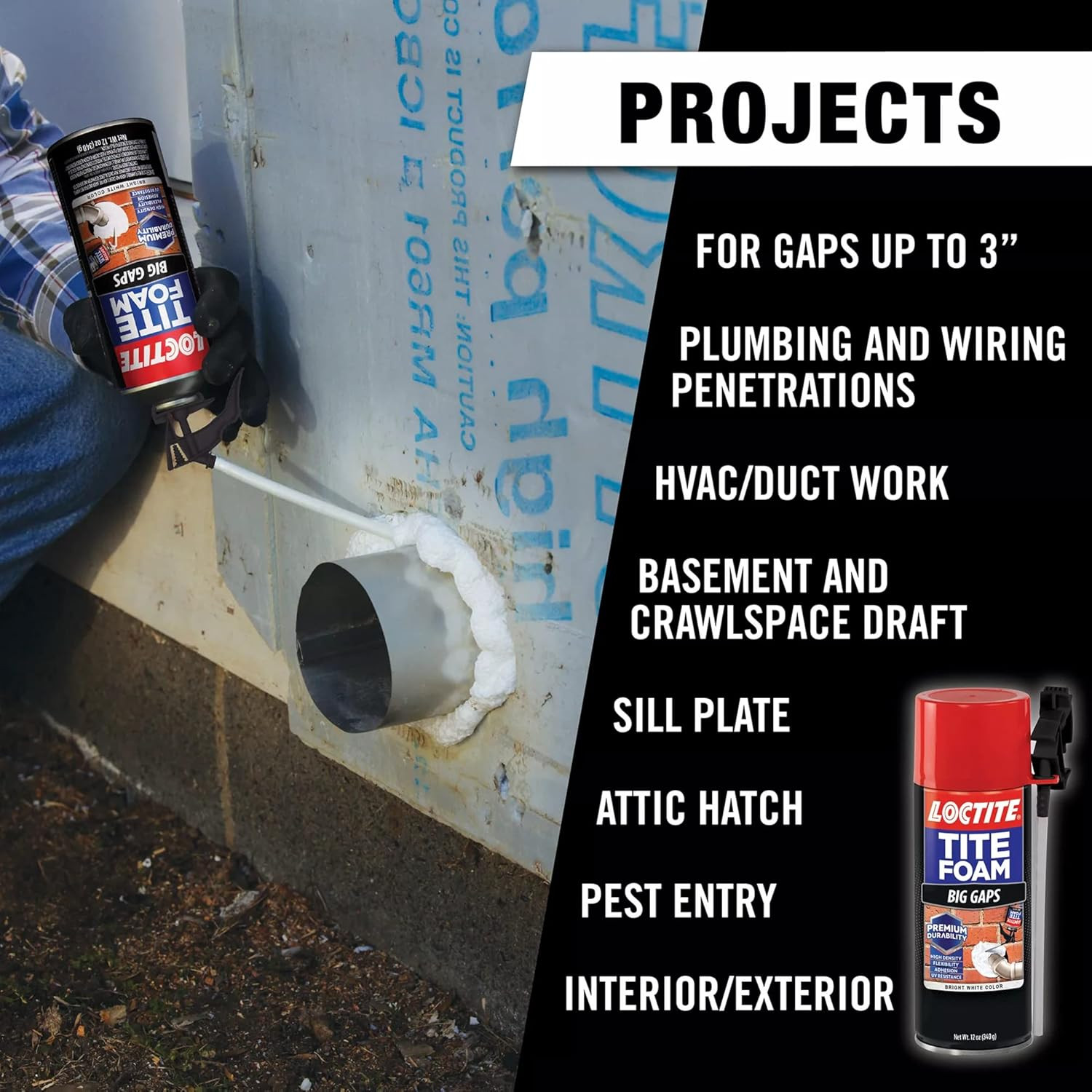 Loctite Tite Foam Big Gaps Spray Foam Sealant, Polyurethane Expanding Insulation