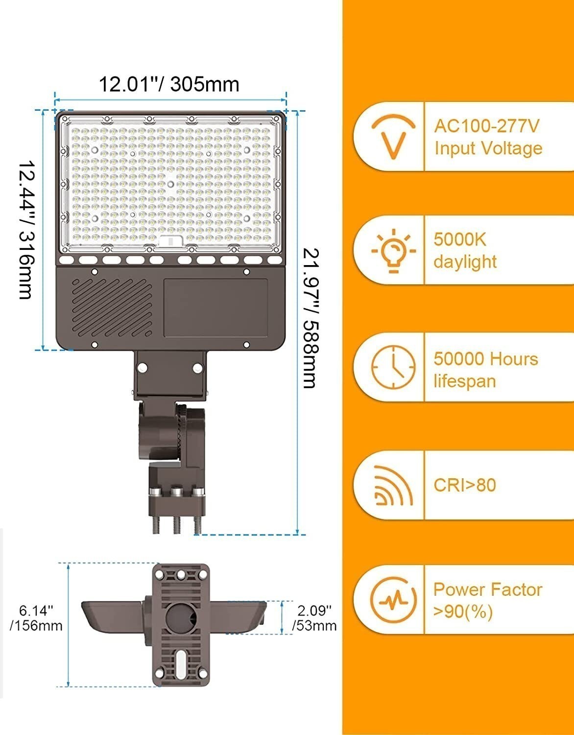 2Pack 200W LED Parking Lot Lighting Slip Fitter Commercial Outdoor Shoebox Light