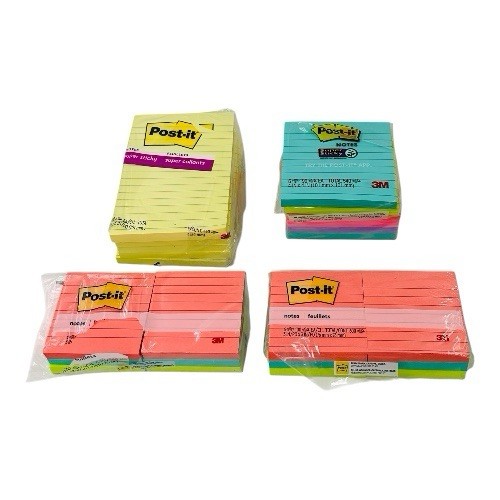 Lot of 23 Pads Post it Notes 3″ x 3″, 4″ x 4″ & 4″ x 6″ Lined Canary & Color