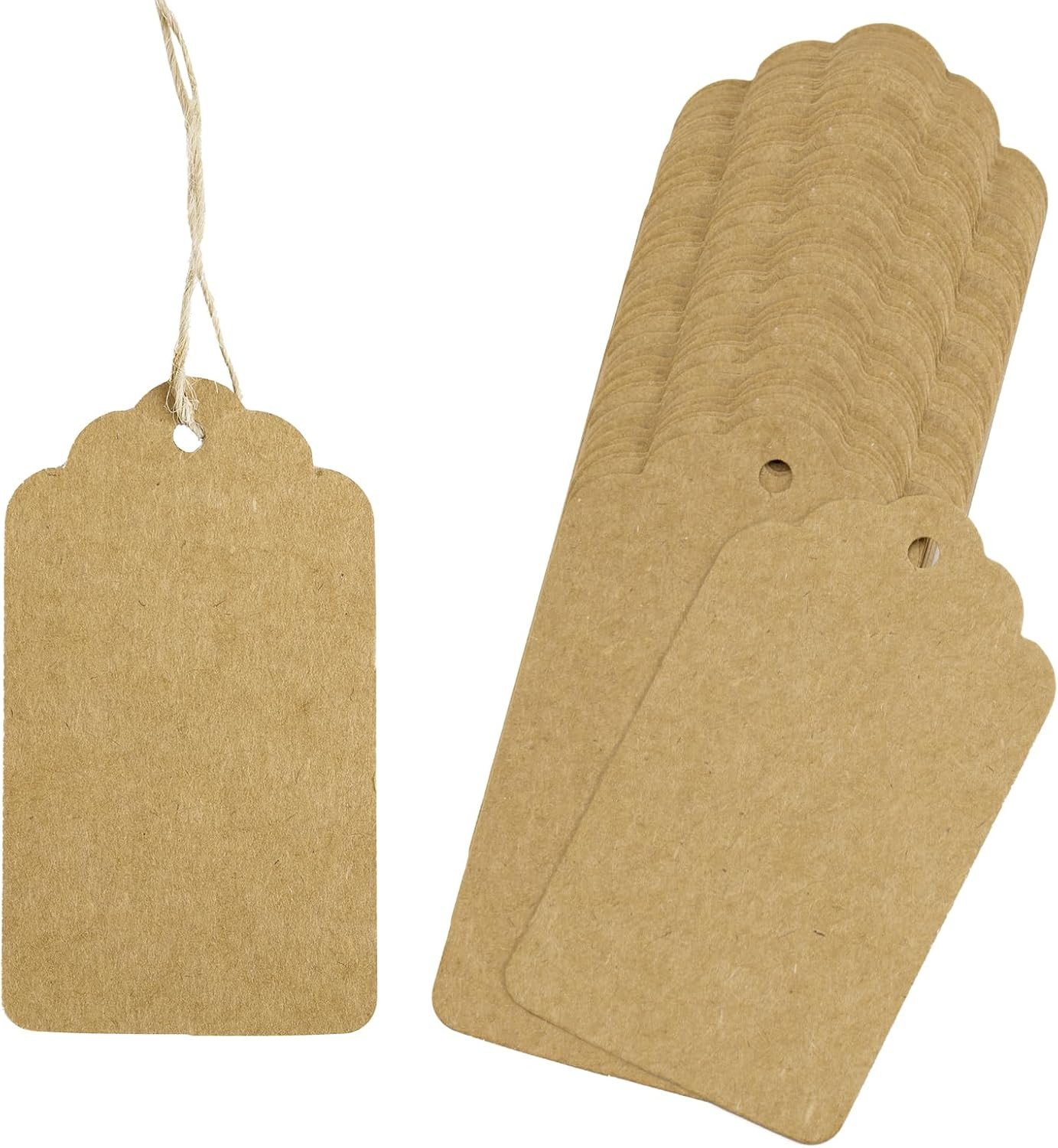 Joycraft 200Pcs Gift Tags with String Attached 2.8X1.6 in Brown Price Tag | Blan