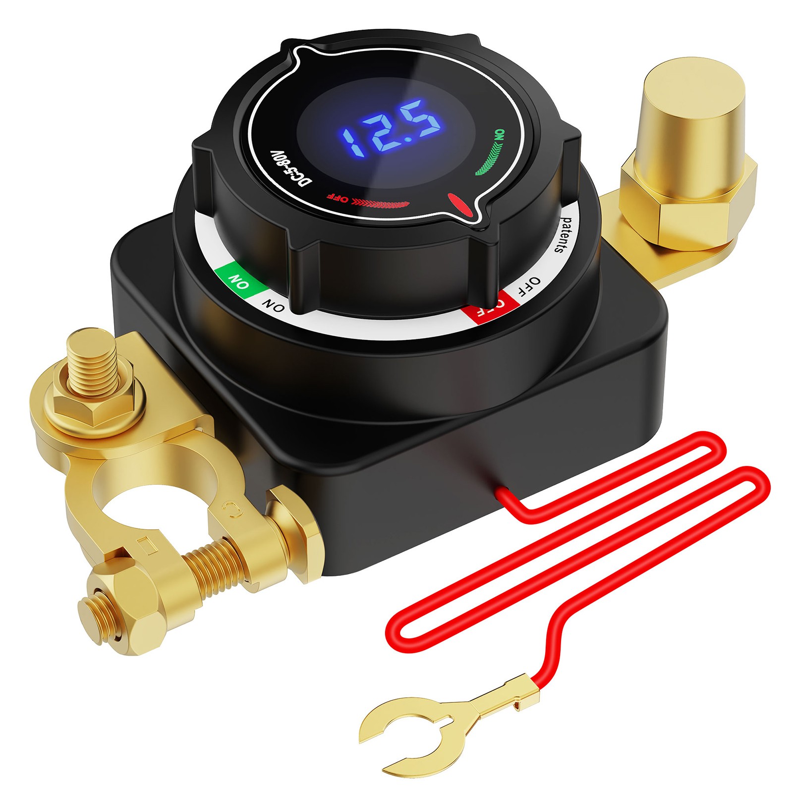 Battery Disconnect Switch with Voltmeter, DC 5-80V On Off Kill Switch RV Marine