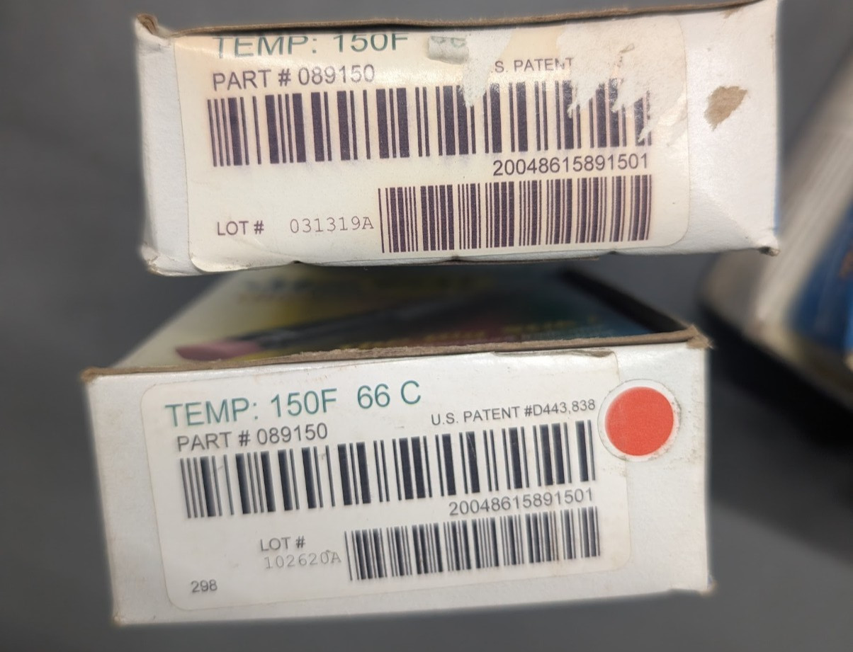Lot of 2 Markal Thermomelt 150F / 66C Certified Heat Stik 089150 Nuclear Grade