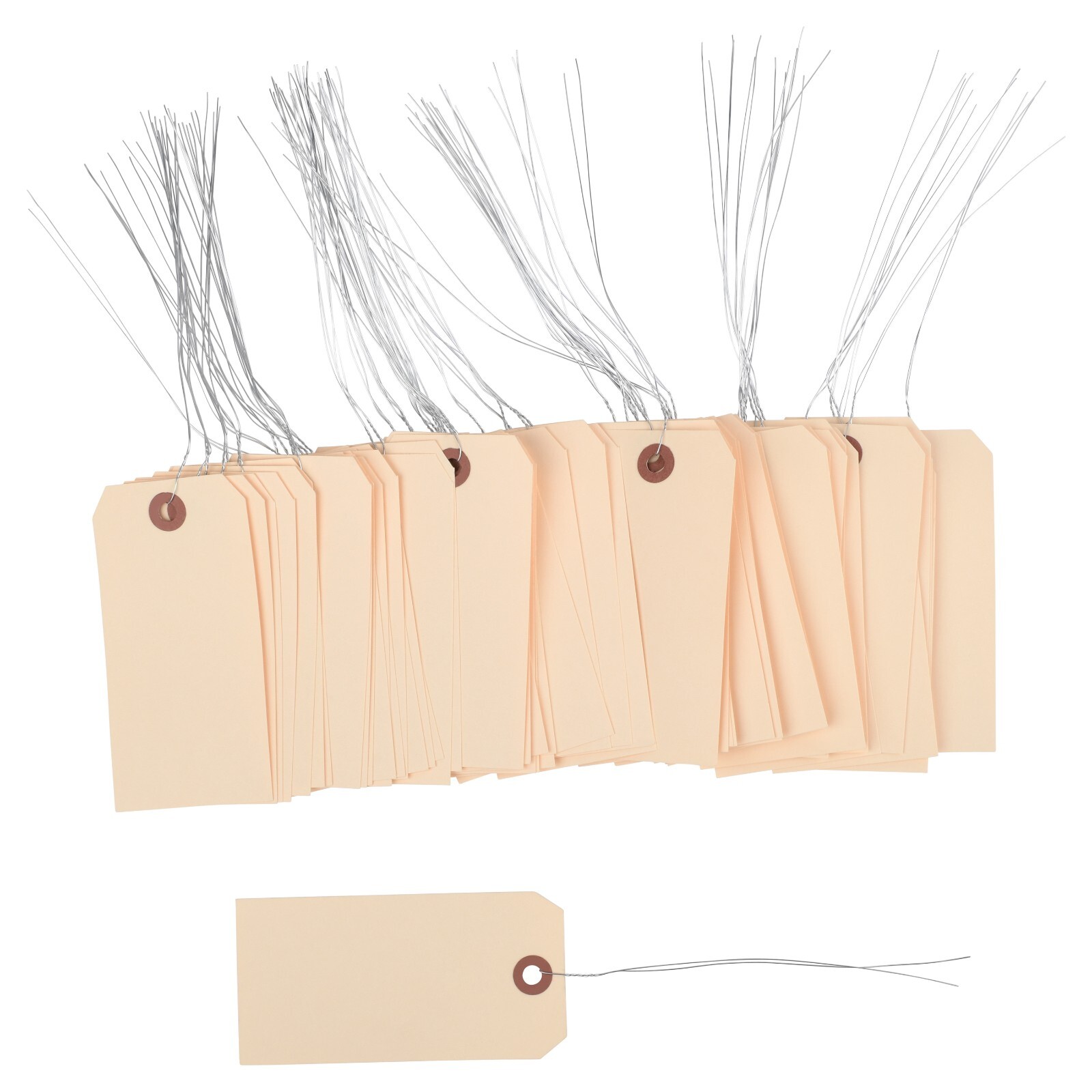 1,000 of 4 3/4″ x 2 3/8″ Size 5 Manilla Inventory Hang Tag Tags with Wire 13 Pt