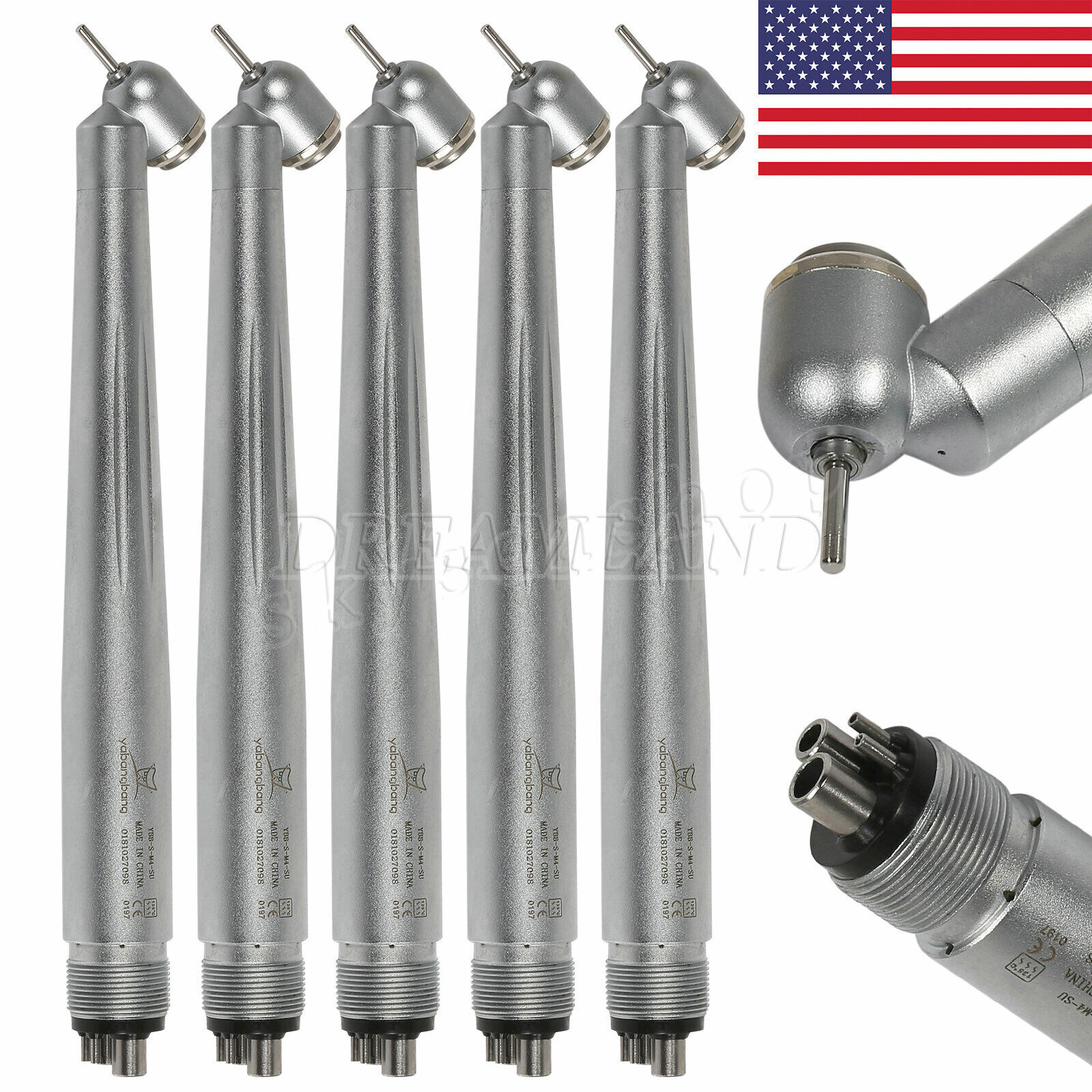 1-5 NSK Style Dental 45 Degree Surgical High Speed Handpiece Push Button 4Hole