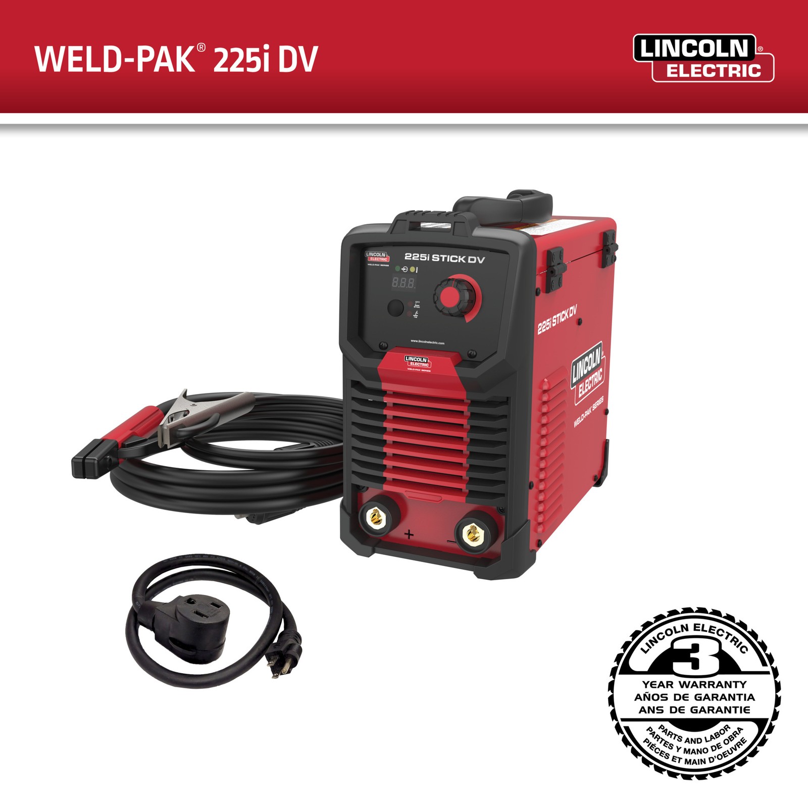 Lincoln Electric Weld-Pak 225i Stick/TIG Welder, Dual Voltage 120/230V, 225 Amp
