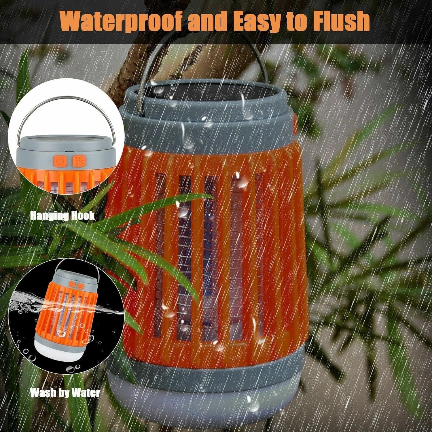 2-Pack Solar Mosquito Killer Lamp – Orange for Outdoor Garden, Patio & Yard Use