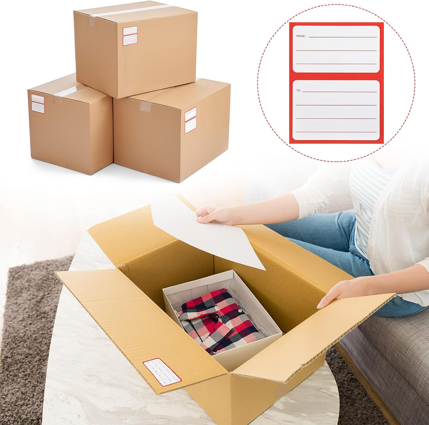 50 Sheets/100 Pcs to from Return Address Mailing Labels Mail Shipping Label, Pos