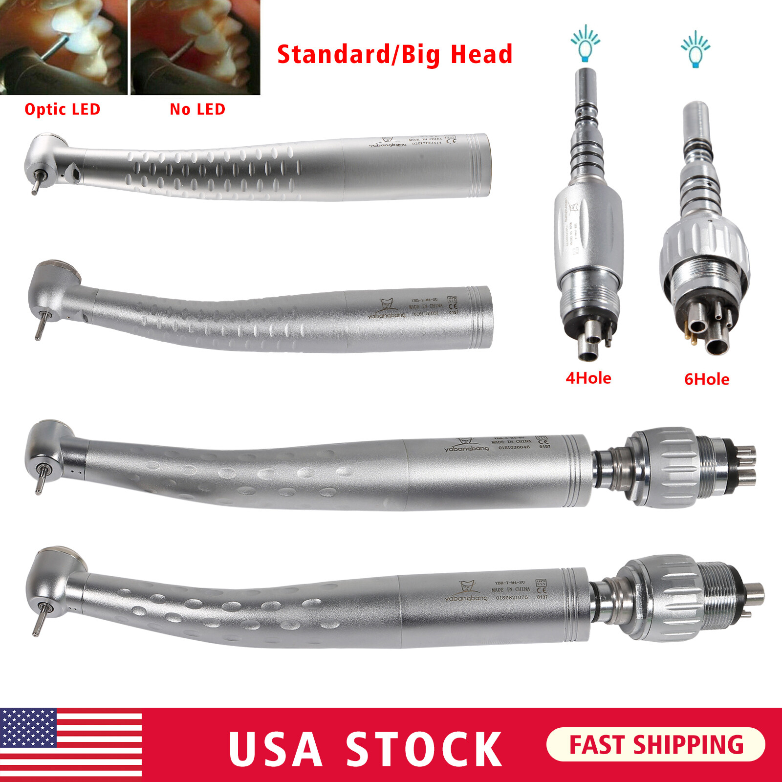 YABANGBANG Dental High Speed Turbine Fiber Optic Handpiece fit KaVo Coupler 4/6H