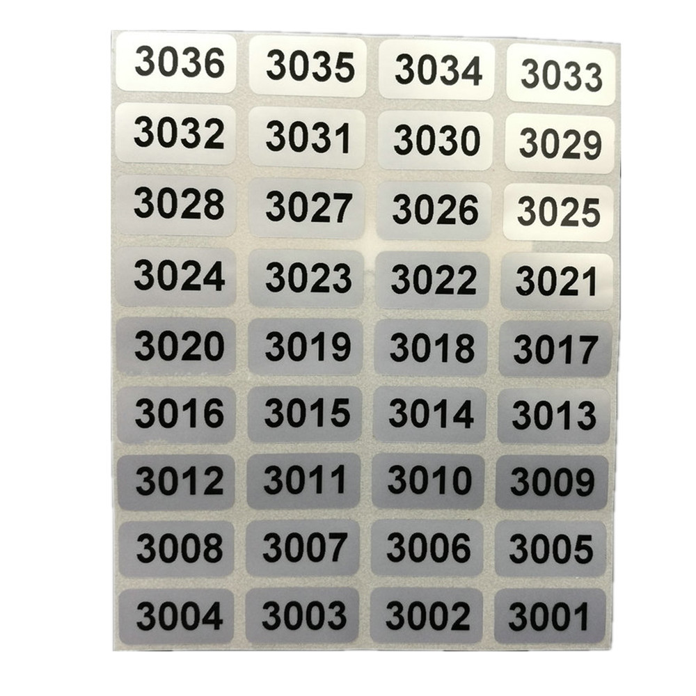 Consecutive Sequential Numbering Stickers 001 to 10000, Black on Silver Labels