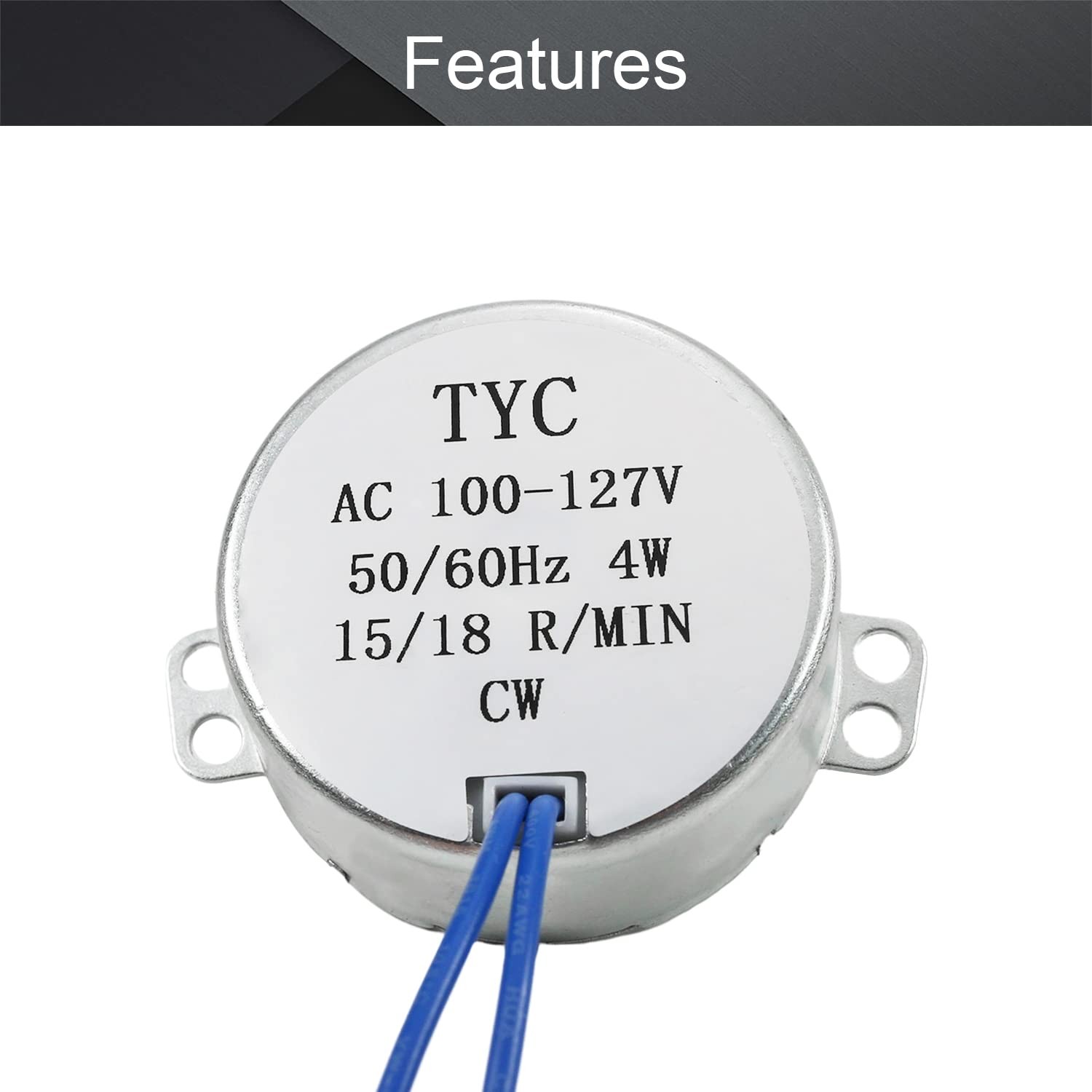 Synchronous Motor AC 110V 15-18RPM Turntable Motor CW Direction 4W TYC-50 Dou…