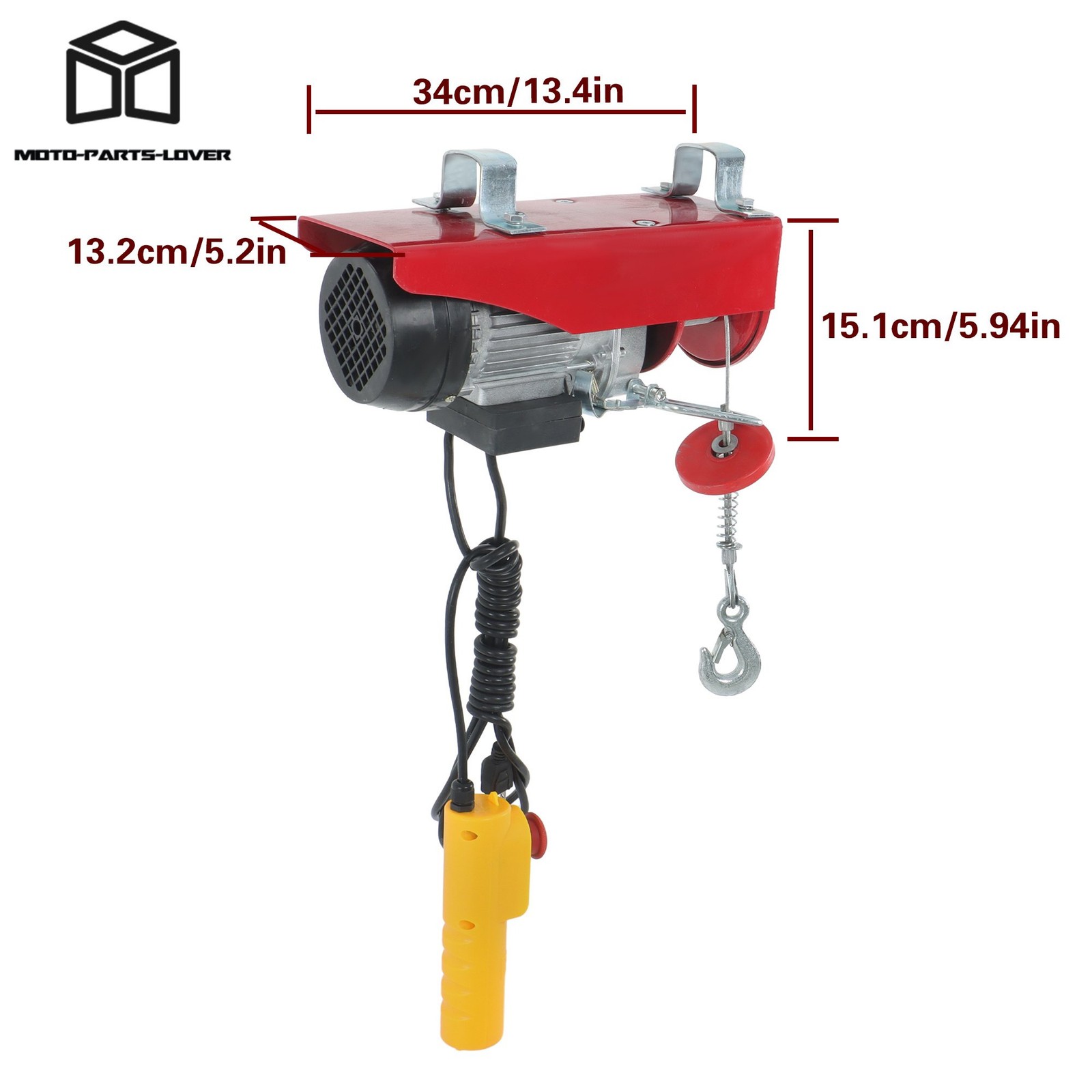 440lbs/200kg Mini Electric Hoist Single/Double Slings 6.6ft Wired Remote Control