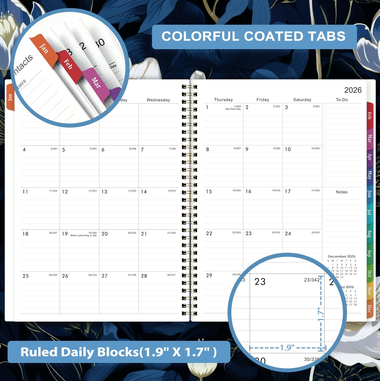 2026 Planner – Jan. 2026 – Dec. 2026, 8.5″ x 11″, x Blue