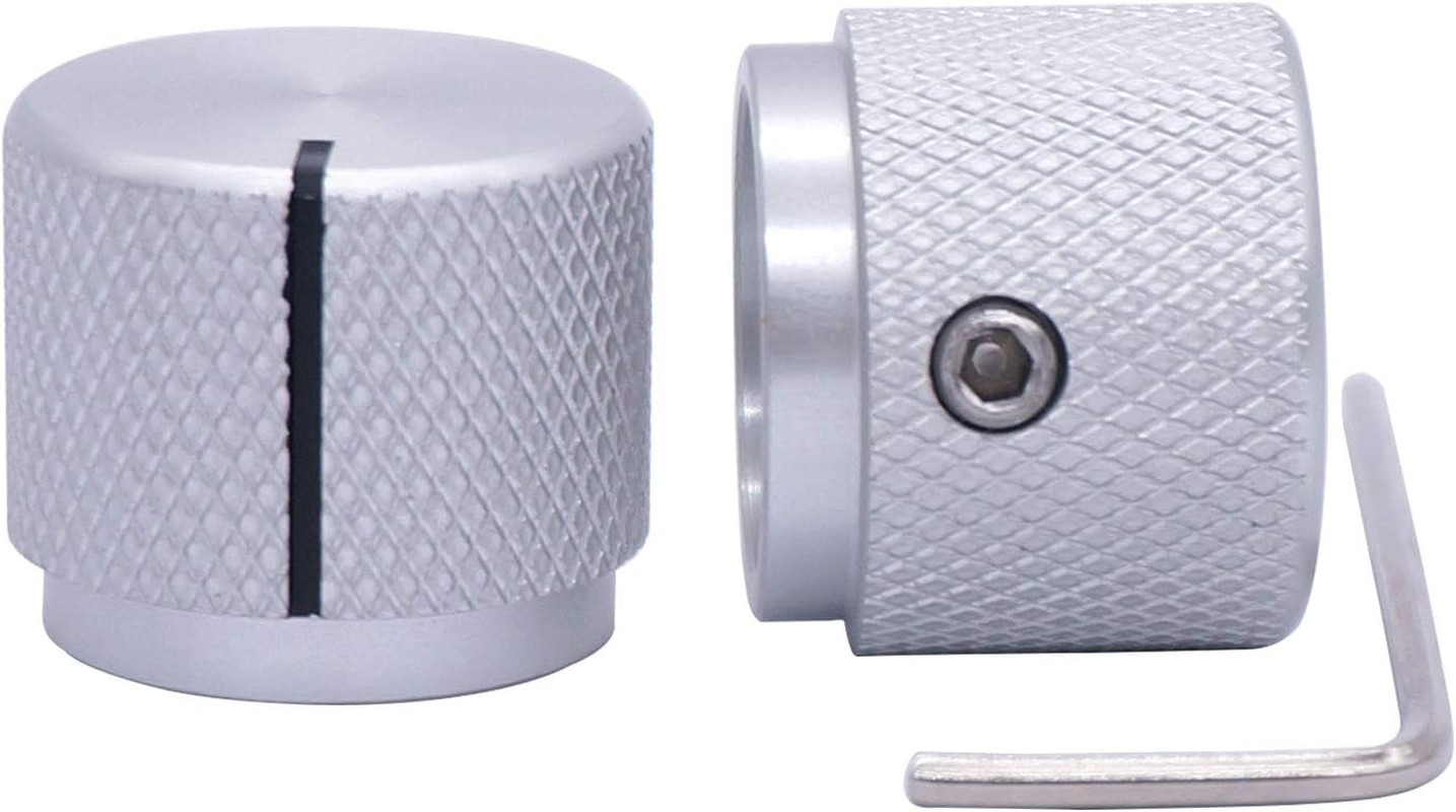 2Pcs Silver Aluminum Rotary Electronic Control Potentiometer Knob for 6Mm Shaft,