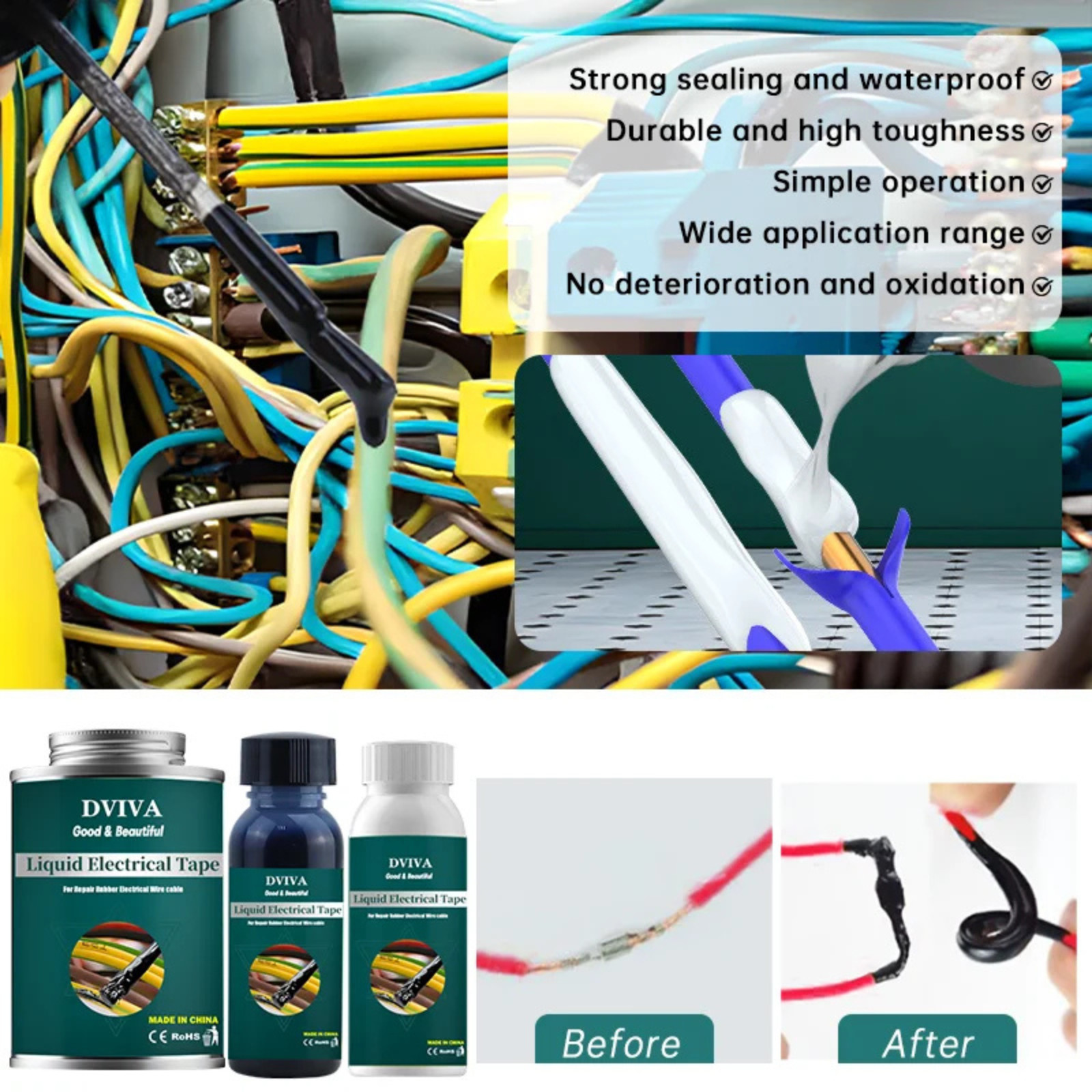 Waterproof Liquid Electrical Tape Insulation Glue Fast Dry Wire Cable Repair Pas