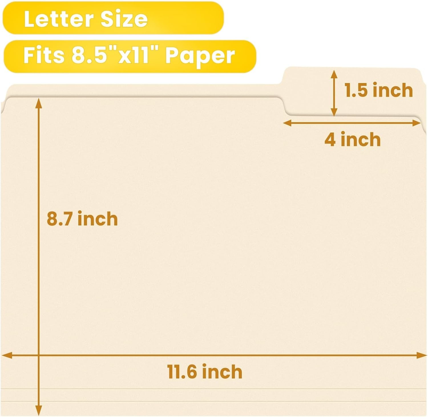 File Folders, 30 Pack Manilla Folders 8.5 X 11, 1/3 Cut Tab for Easy Labeling an