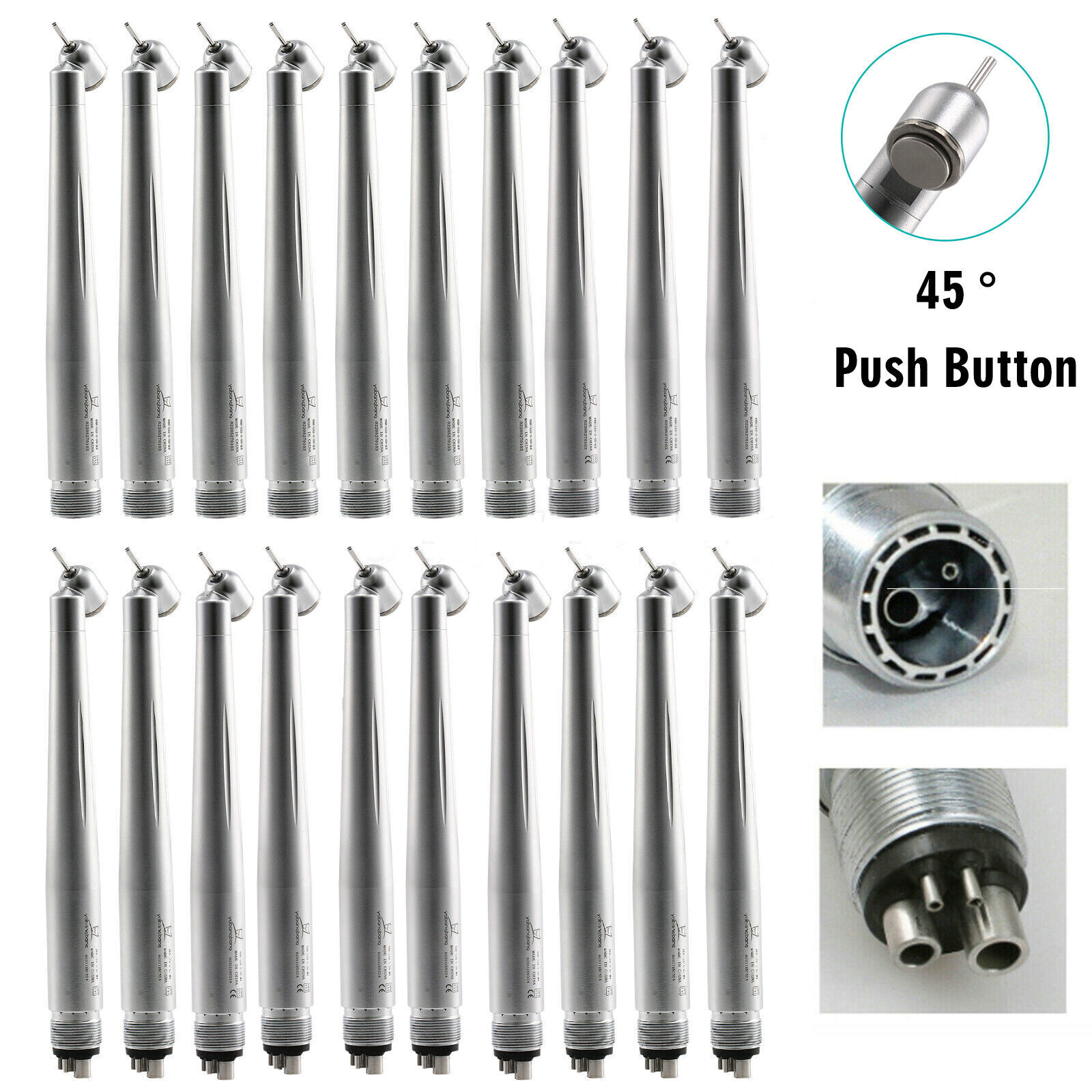 Dental 45 Degree High Speed Handpiece Push Turbine 2/4 Hole