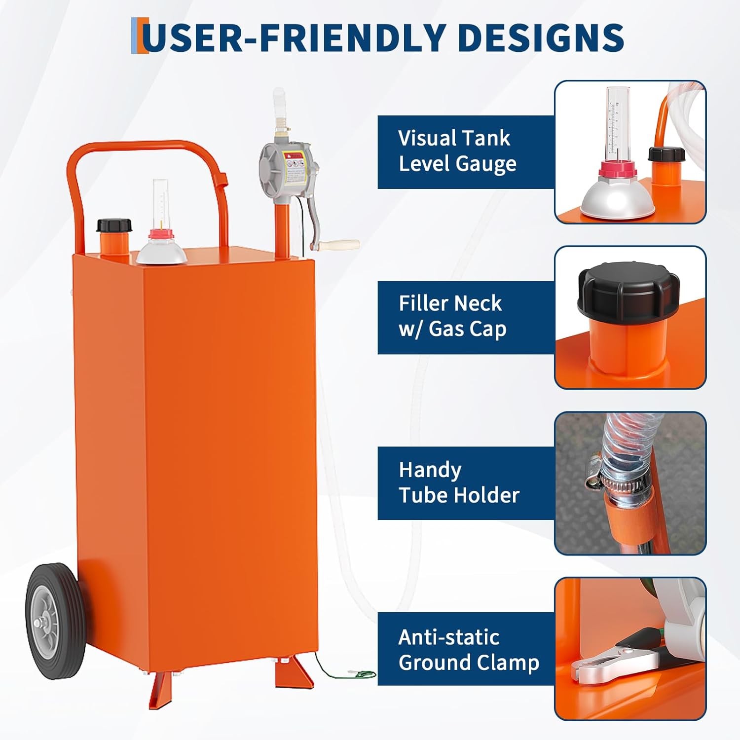30 Gallon Fuel Caddy w/Pump Wheels Portable Fuel Gasoline Diesel Transfer Tank