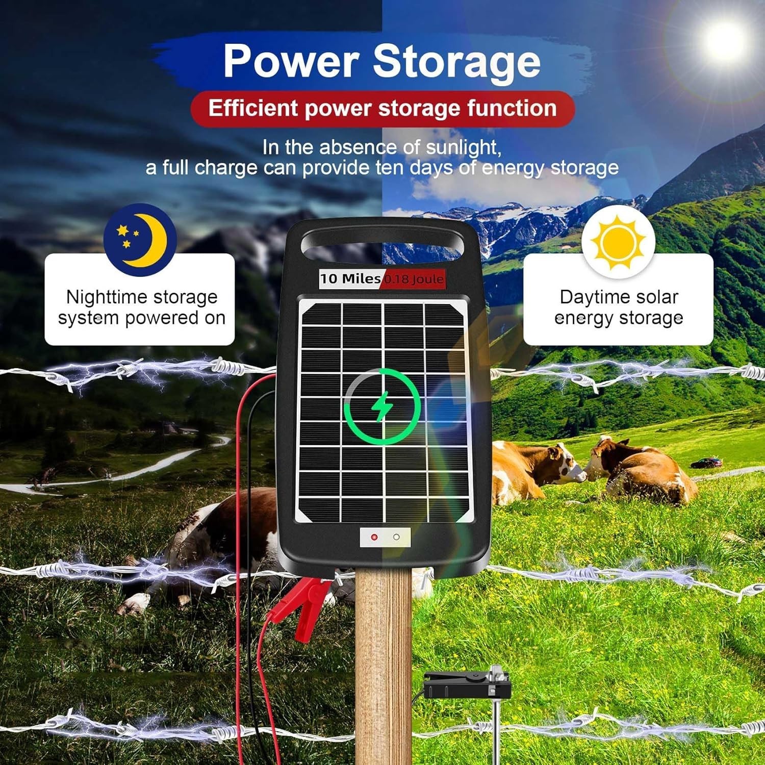 Rugged Portable Solar Fence Energizer – 24/7 Livestock Protection & Easy Setup