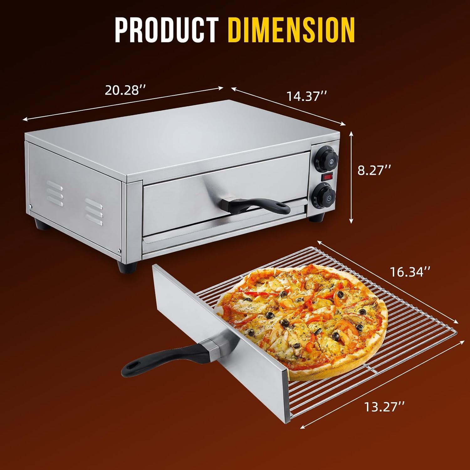 Commercial Pizza Oven Countertop,16″ Countertop Pizza Oven with Grilling Rack US