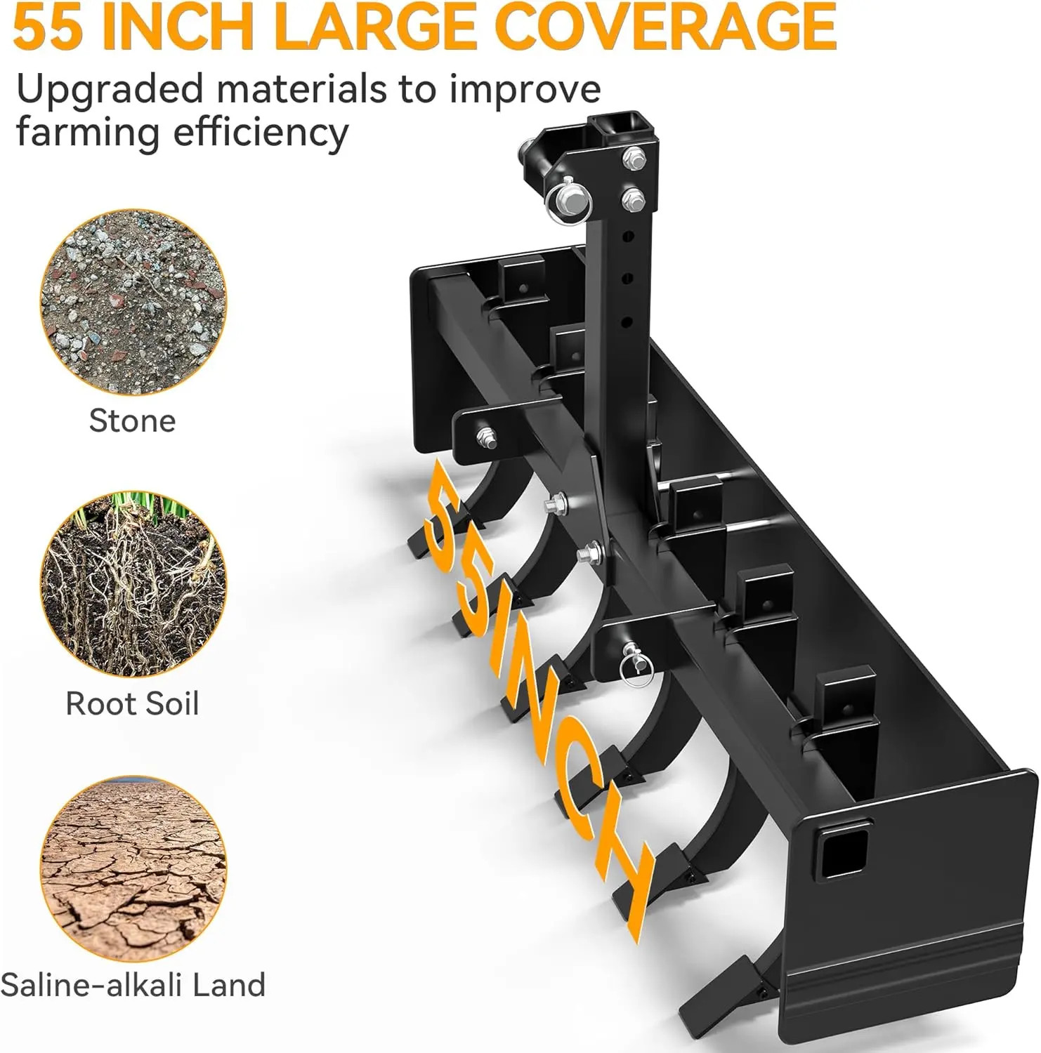55″ Three Point Box Scraper, Box Blade Tractor Attachment Fits for Cat1