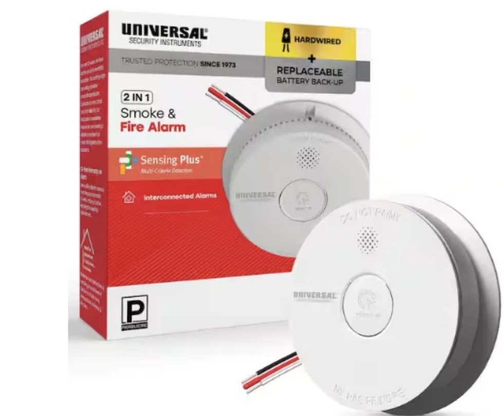 USI Hardwired and 1-Year Battery Backup Smoke Detector with Photoelectric Sensor