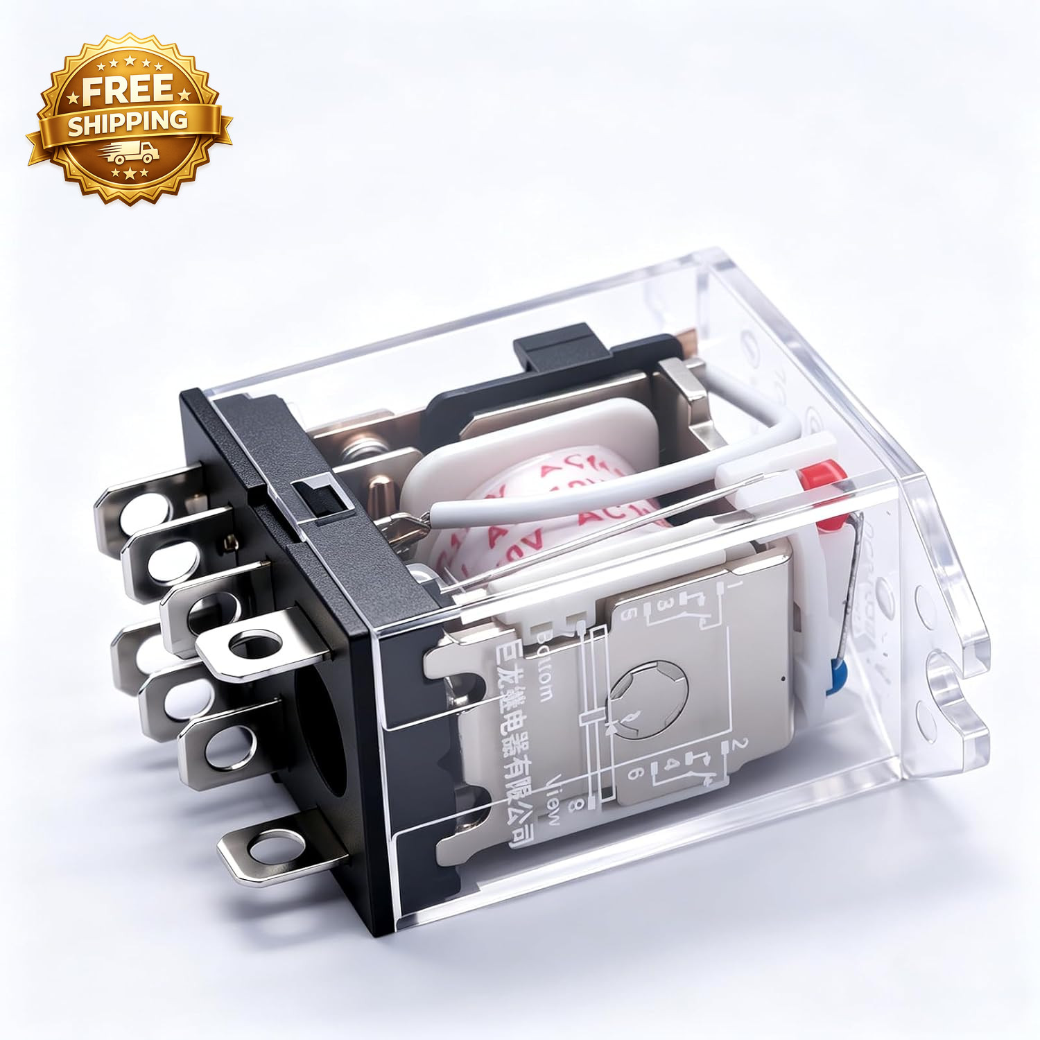 2Pcs DC 12V Coil 8 Pin 10A DPDT LED Indicator Electromagnetic Power Relay