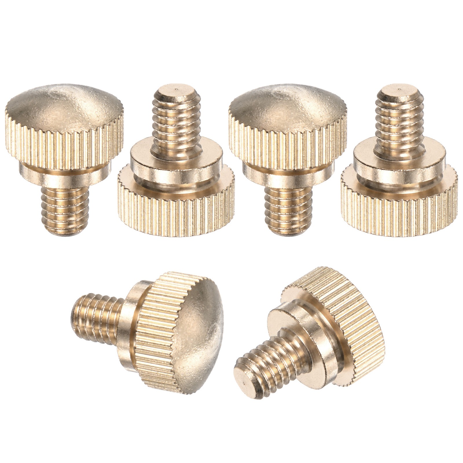 6-Pack Knurled Thumb Screws, M6x8mm Solid Brass Knobs Bolts