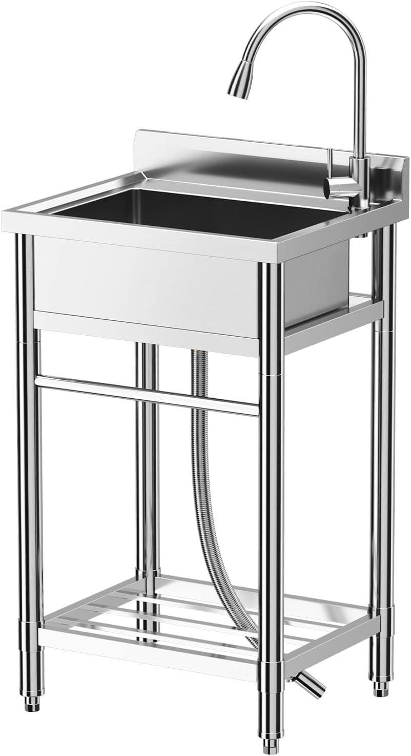 1 Compartment Commercial Sink Stainless Steel Utility Kitchen Prep Table Sink