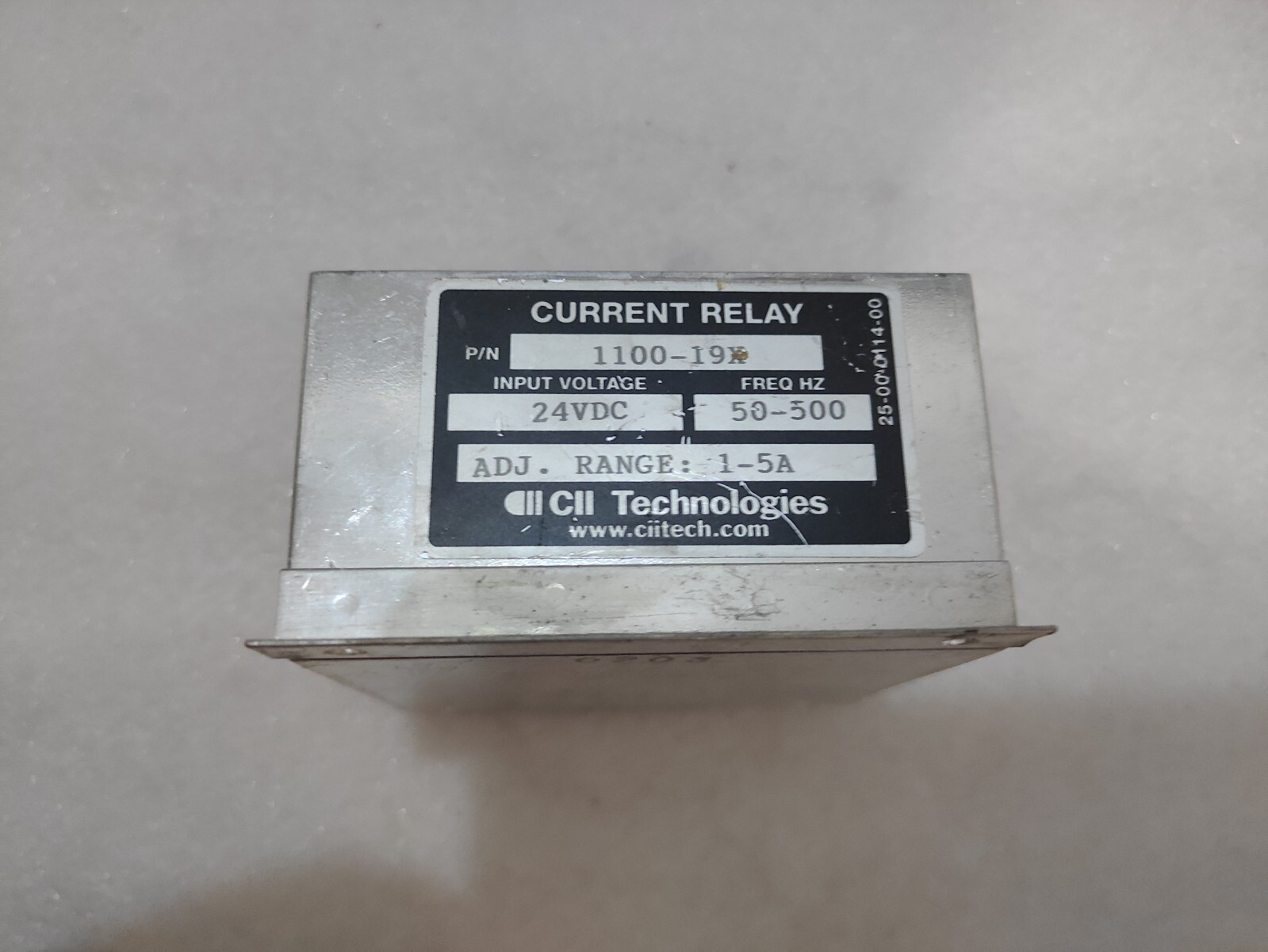 Wilmar Currant Relay 1100-19X, 24 Volt DC, 50-500 Hz, 1-5 Amp Adjustable