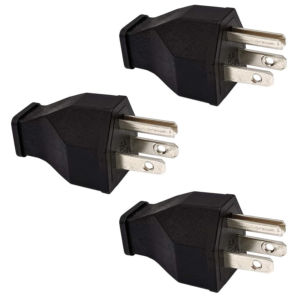 Extension Cord Ends 125V 15A 2Pole 3Wire Male Straight Blade Plug Replacement