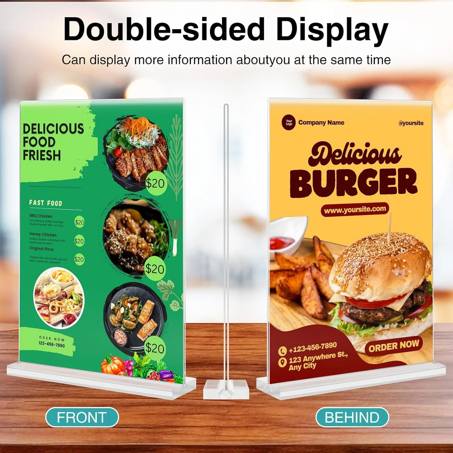 Acrylic Sign Holder 8.5 x 11, Double Sided Sign Holder Stand, Plastic 6 Pack