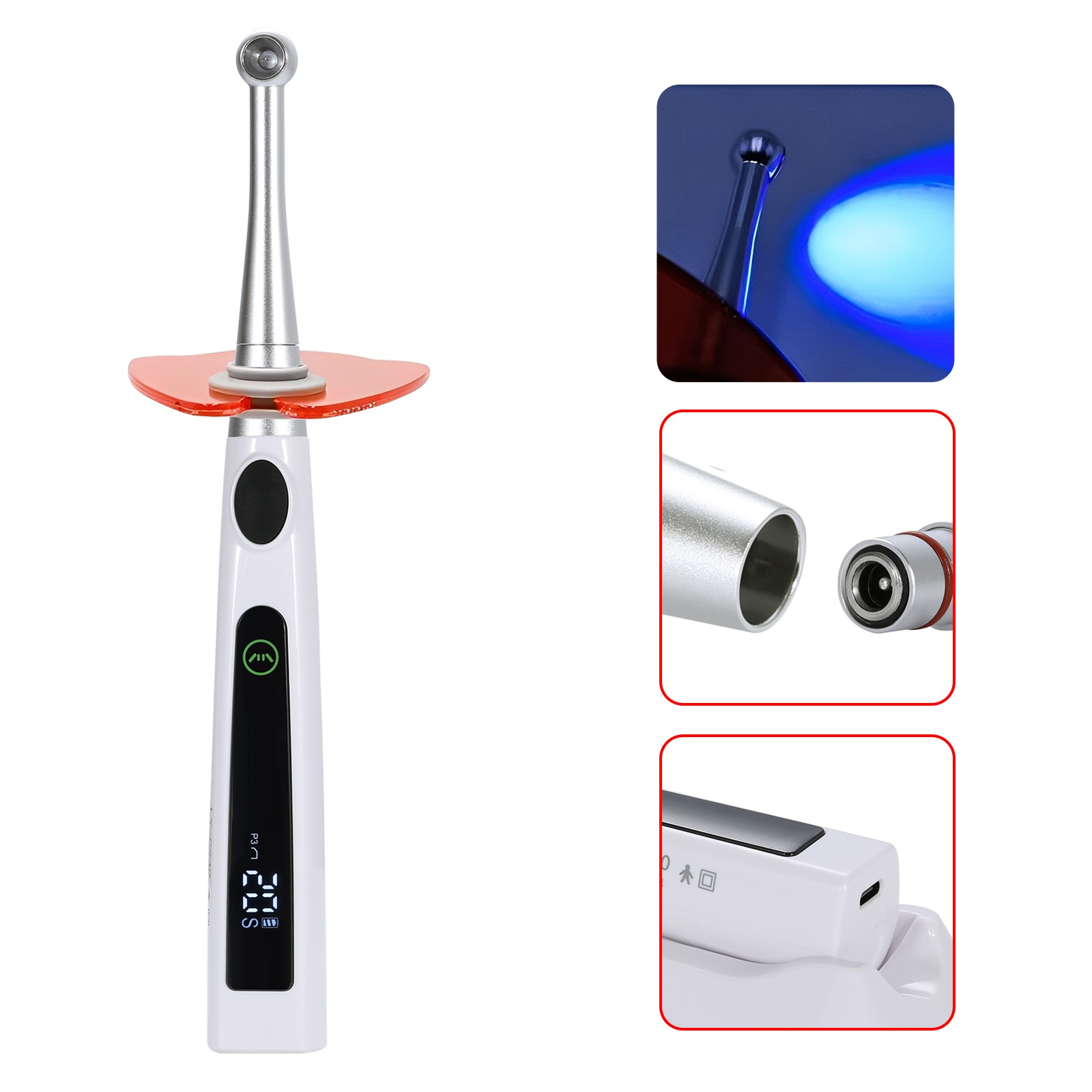 Dental Cordless LED Curing Light Lamp 1 Second Cure 800-2400mw/cm²